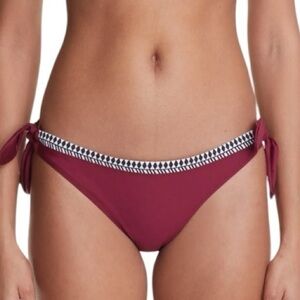 Lemlem Lena Side Tie Bikini Bottom Burgundy Size Small NWT